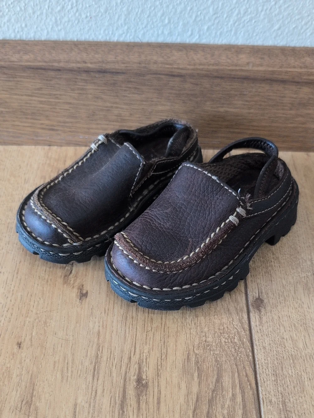 Smart Fit Kids Dark Brown Leather Moccasin Clogs
